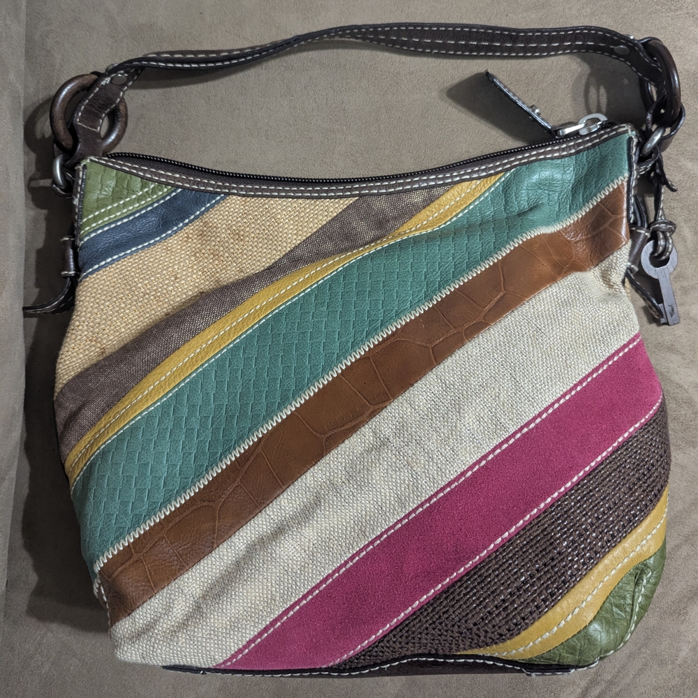 Fossil Multicolor Striped Hobo Bag
